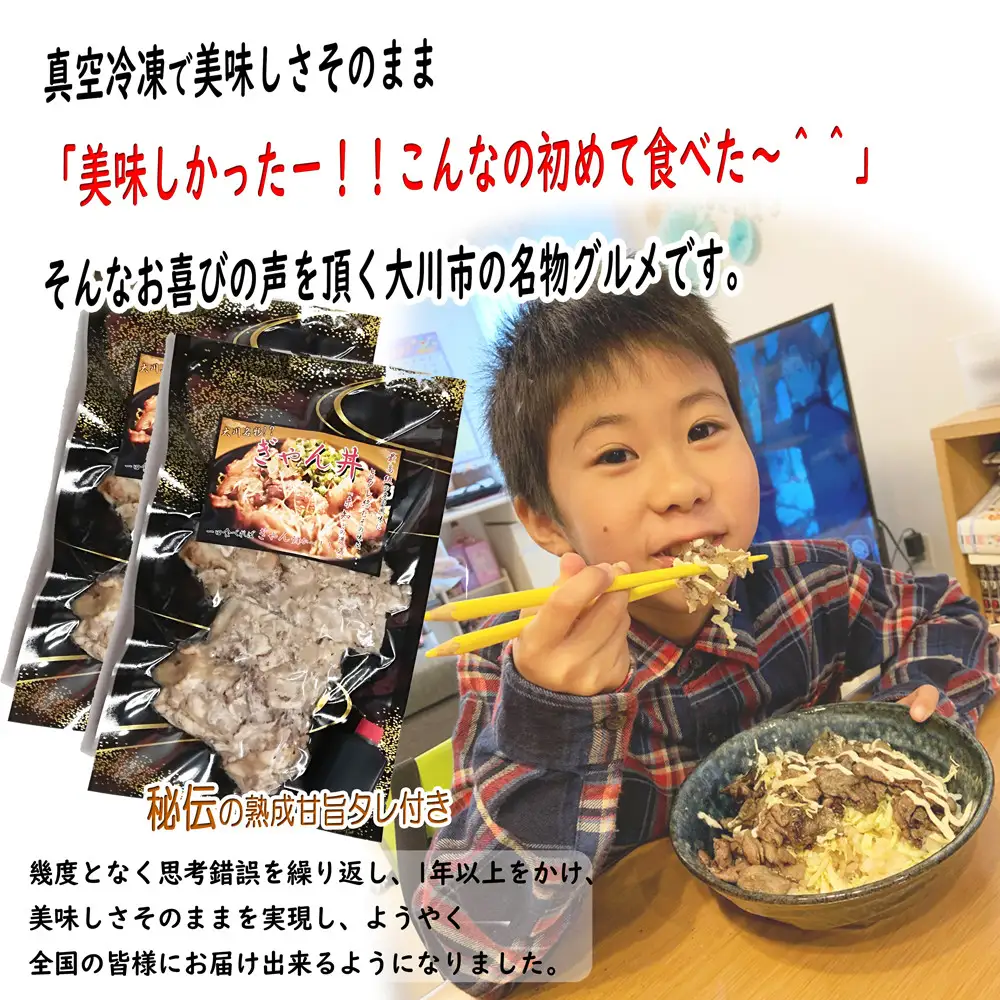 大川新名物！！ぎゃん丼(炭火豚丼)の具冷食2パック【メディア出演実績多数！！】