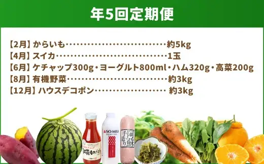 【 年5回定期便 】 旬の時期に旬の美味しいくまもとモンが届く！くまもとぐるっと道の駅定期便 定期便 野菜 やさい 有機野菜 果物 フルーツ 旬 詰め合わせ 詰合せ セット 特産品 特産物