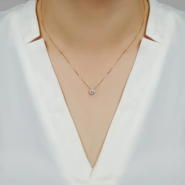 K18YG ヘイロー ダイヤモンド ネックレス Medium /b0418da