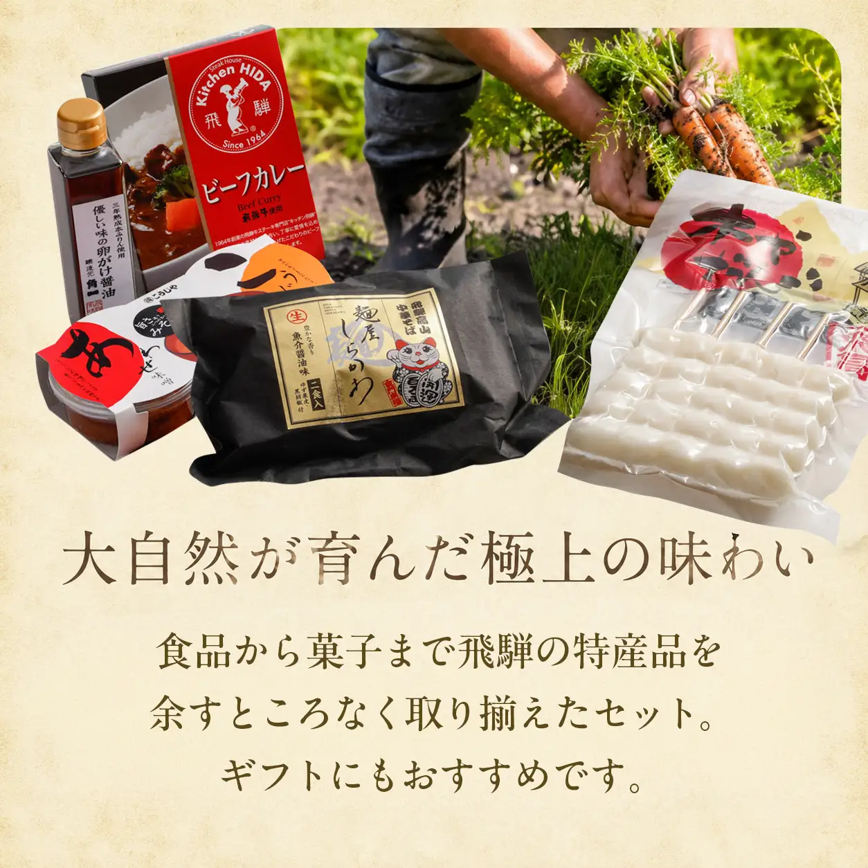 飛騨の贈り物 飛騨高山特産品セットA | バラエティセット お楽しみ 特産品 ギフト お土産 人気 飛騨牛 カレー 朴葉みそ 株式会社高山グリーンホテル NP005