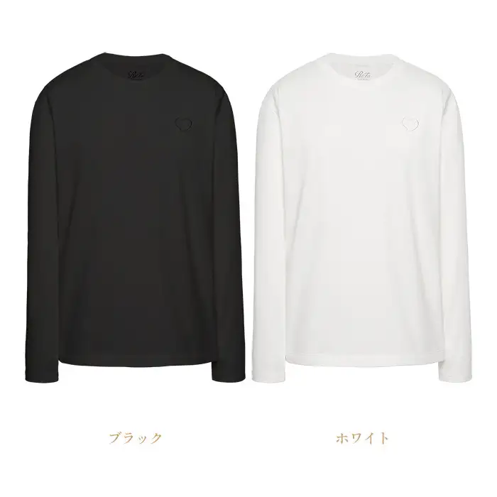 【ブラック L】ReFa バイタルテック コンフォートコットン クルーネックロングTシャツハートコレクション Aira 5