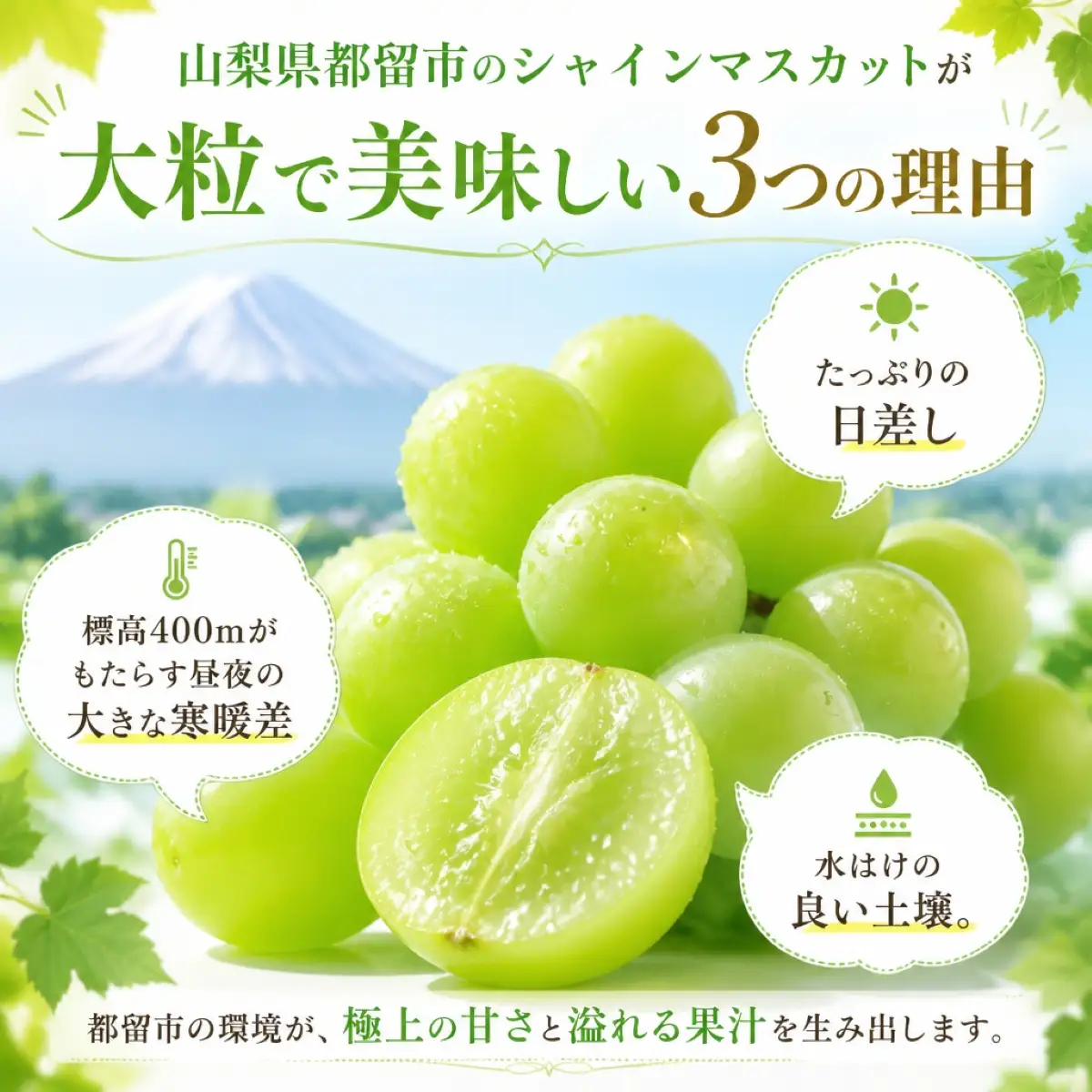 【2027年先行予約】山梨県産 シャインマスカット（粒）約500g