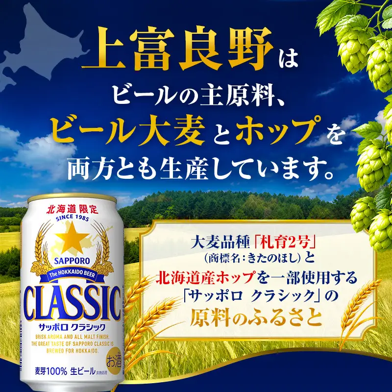 北海道限定】サッポロクラシック 350ml×48本 (24缶×2箱)サッポロビール