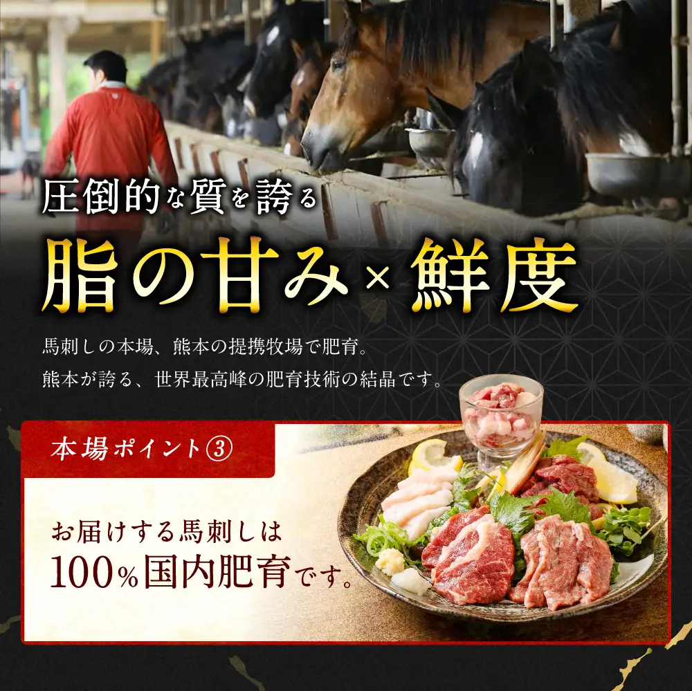 本場熊本 馬刺し 4種盛り 約600g 馬刺 馬肉 馬 お肉 肉 ニク にく 刺身 赤身 馬霜降り フタエゴ コーネ 特製醤油付き 詰め合わせ セット 食べ比べ 直送 冷凍
