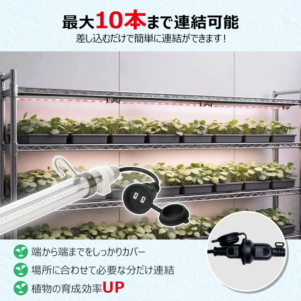 植物育成用LED直管ライト 複数連結可能　簡単設置 SL-G120P