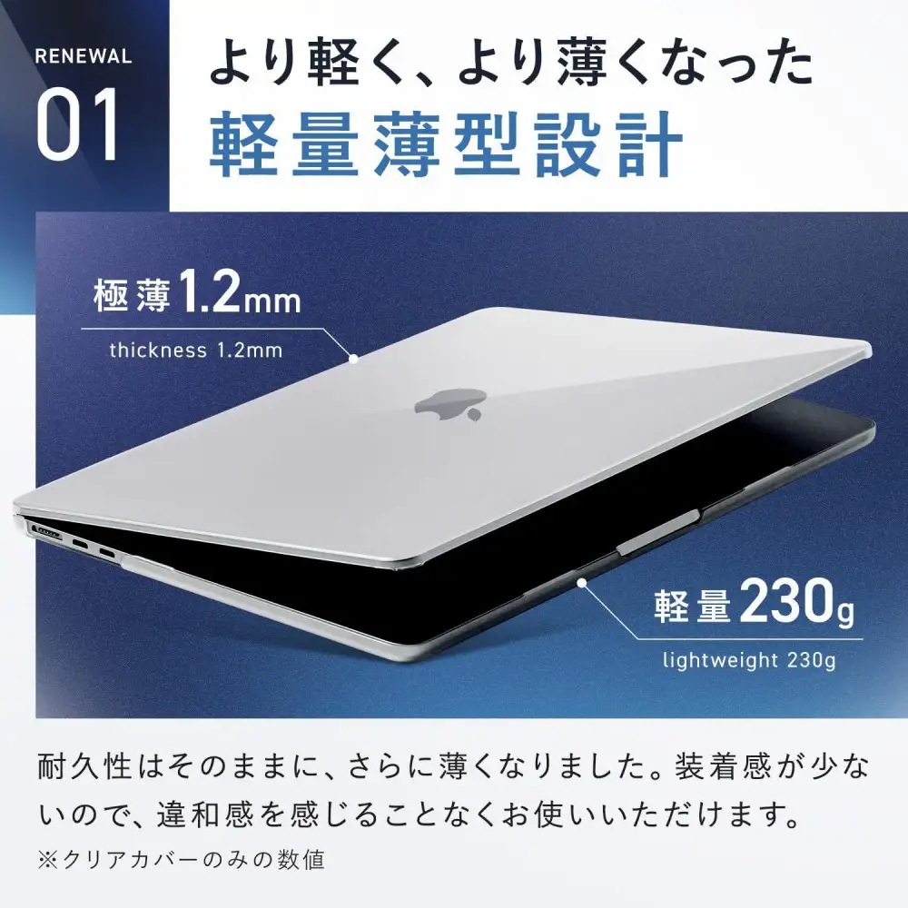 【堺市企画】Macbook カバー Air15inch クリア HOGOTECH