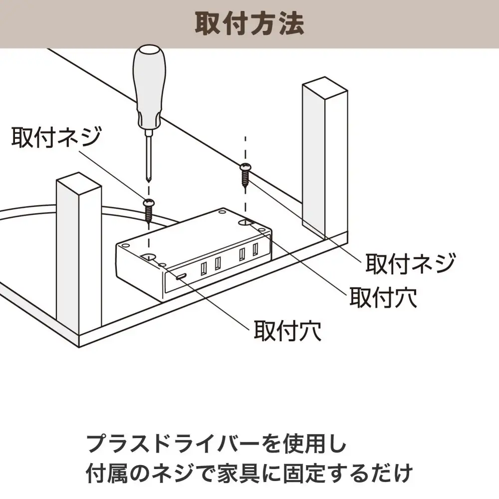 家具用コンセントUSB　FO-UC213(BK）