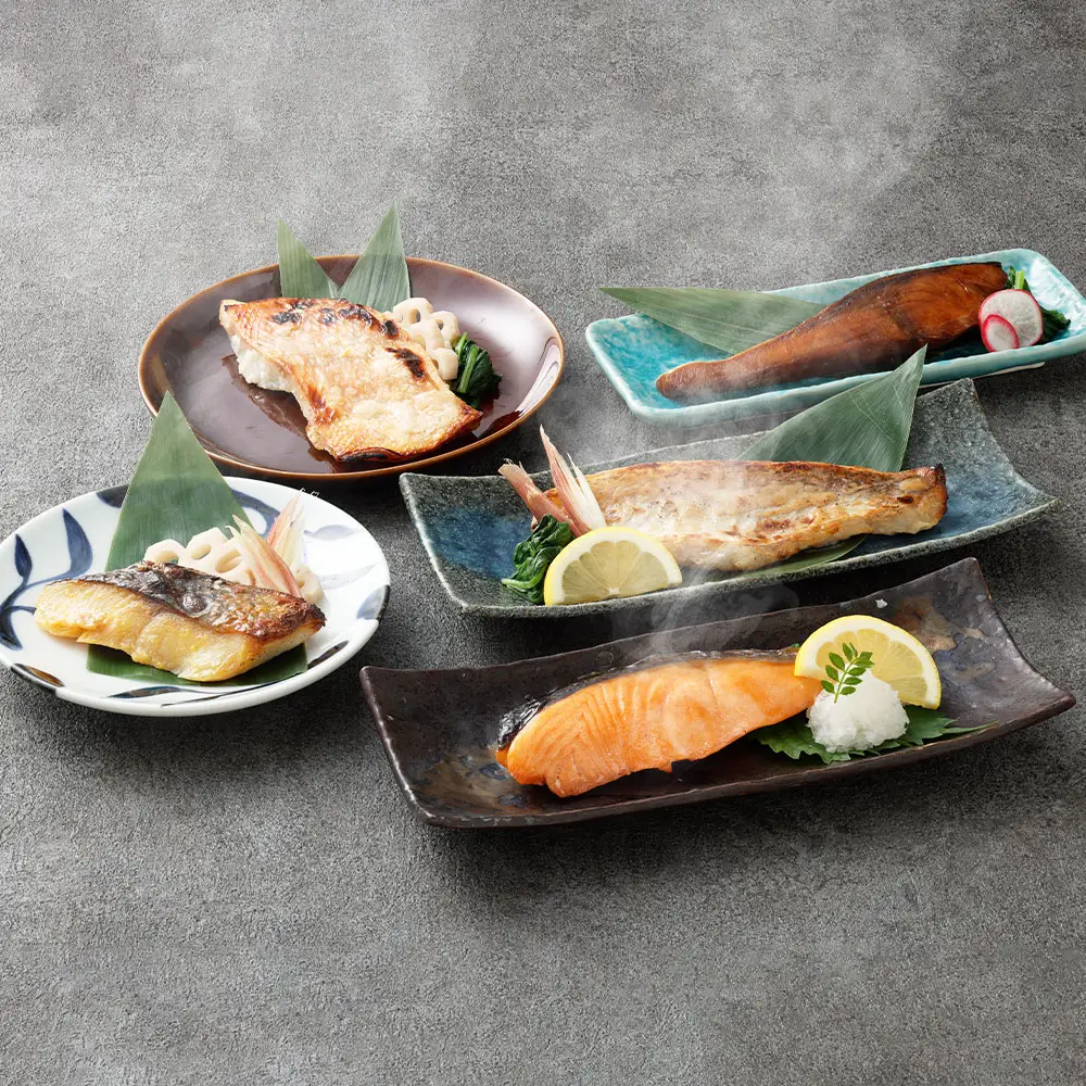 焼き魚 5種セット 甘鯛 鯛 たい タイ 金目鯛 銀鮭 鮭 さけ サケ シャケ 銀鱈 鱈 たら タラ 鰤 ぶり ブリ 粕焼き 塩糀焼き 塩焼き 西京焼き 照焼き 照り焼き 魚 魚類 魚介 魚介類 惣菜 おかず おつまみ 晩酌 酒の肴 簡単 手軽 食べきりサイズ 時短 電子レンジ 食べ比べ 詰め合わせ 冷凍