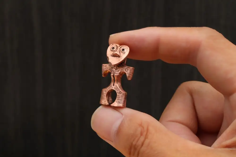 　【縄文アクセサリーDo_goods】純銅製 ハート形土偶のネックレス&ミニオブジェ　700-106  [5839-2357]