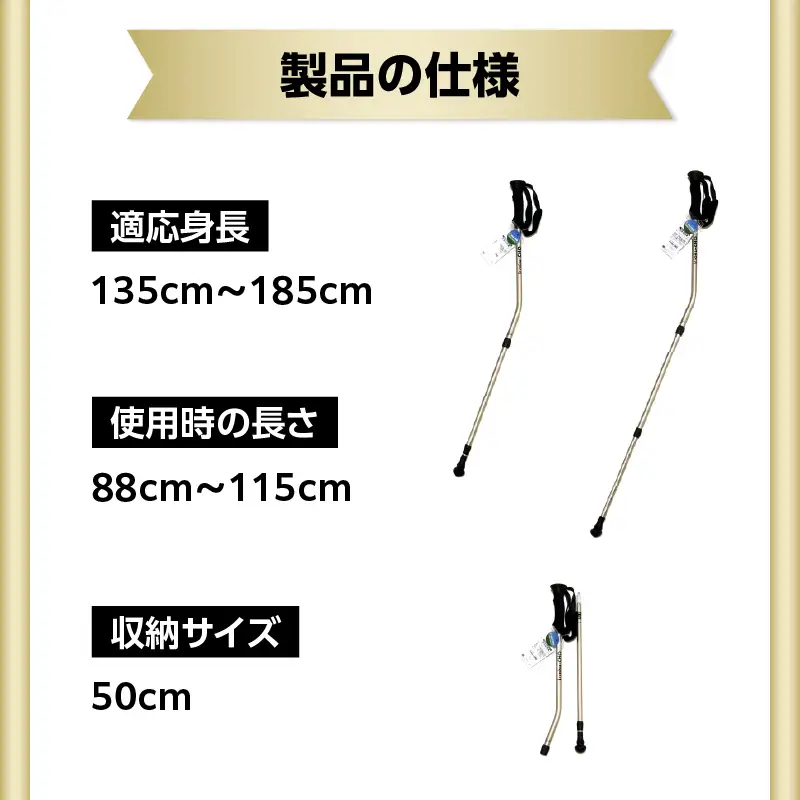 ウォーキングポール Issoku-CHO（1足長） シャンパンゴールド 2本1セット R17034