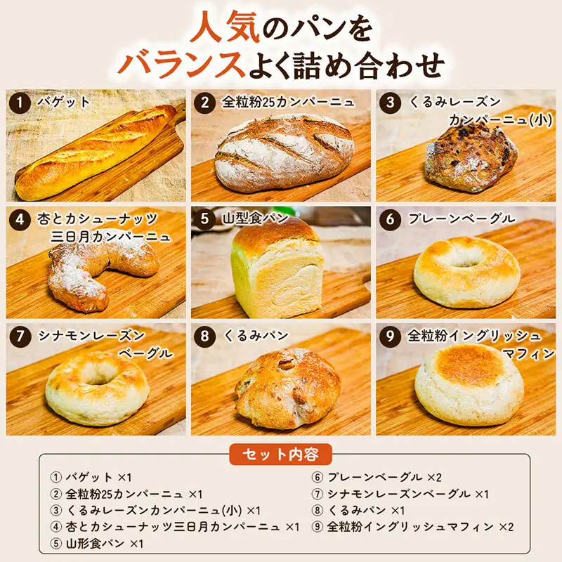【毎月定期便】天然酵母パン&カフェ むく堂 人気パン食べ比べセット 無添加・信州産小麦 100% 詰め合わせ 全3回