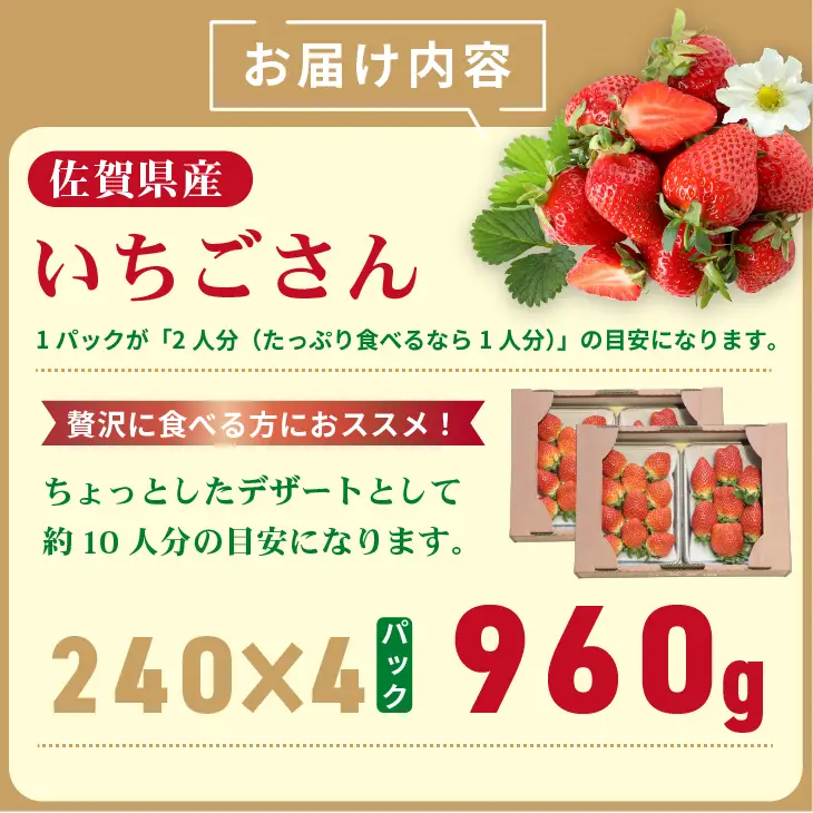 【先行予約】令和9年1月中旬ごろより出荷開始予定 不揃い粒の いちごさん 960g（240g×4P）江島農園 B120-102