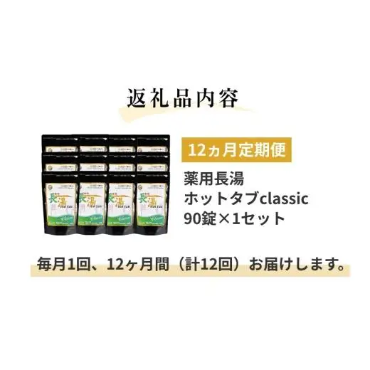 【12ヵ月定期便】【薬用 入浴剤】長湯ホットタブ Classic 90錠入
