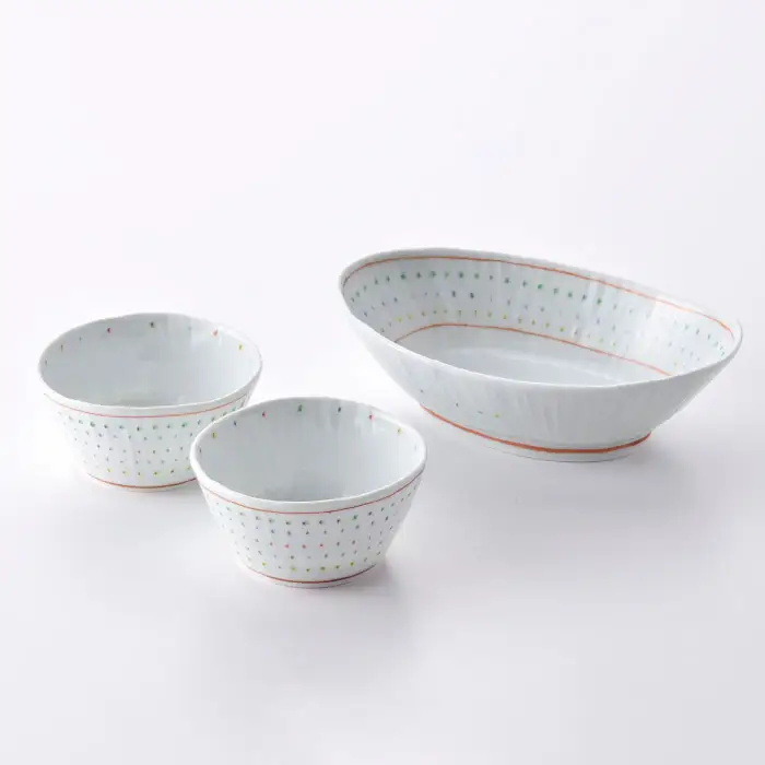【波佐見焼】五色てんてん 楕円鉢 ボウル 小鉢 2個セット 食器 皿 【藍水】 [GB21]  波佐見焼