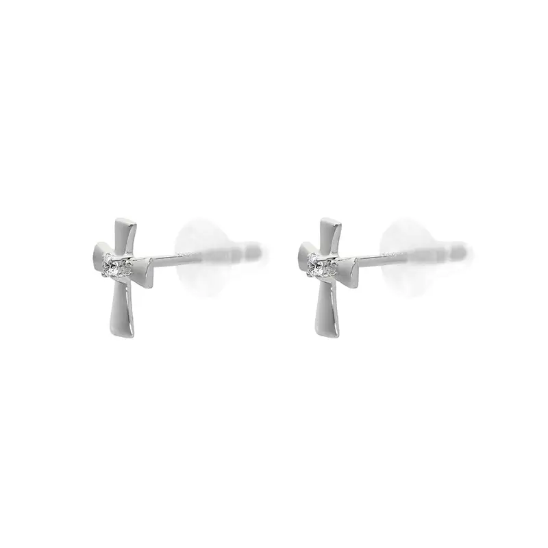 Pt900ダイヤクロスピアス(0.02ct)　MK-253　CR-41