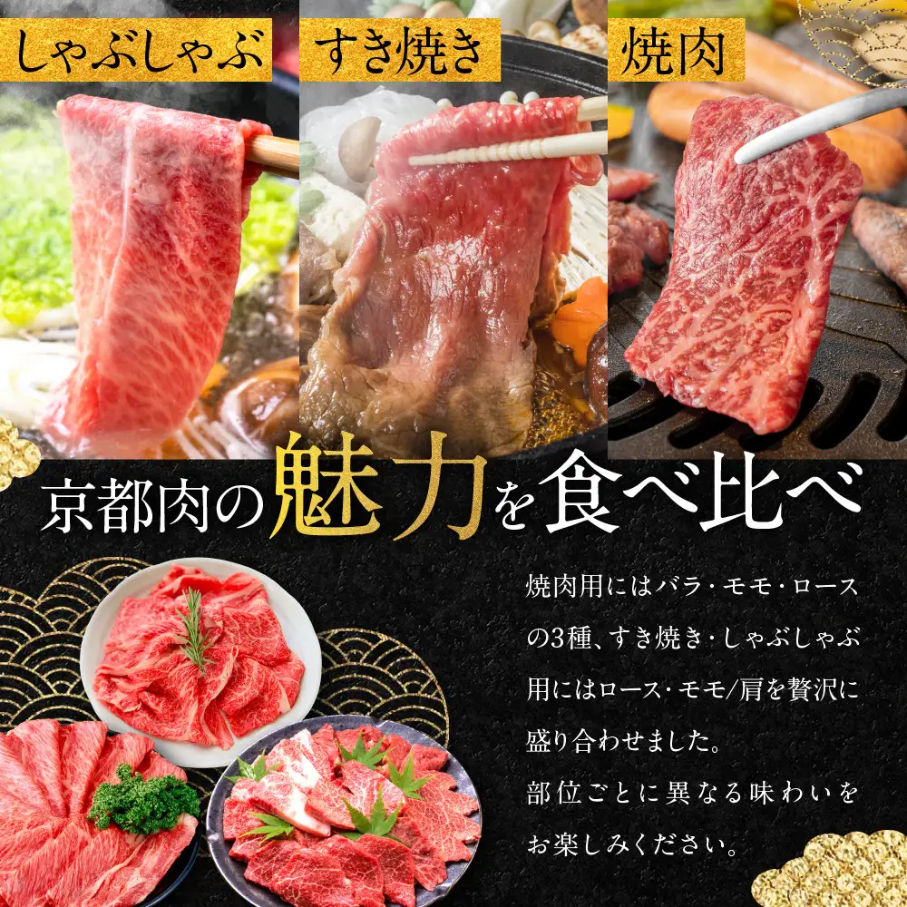 【銀閣寺大西】京都肉焼肉盛り合わせ＆すき焼き・しゃぶしゃぶ用セット（各600g）｜老舗精肉店 有名店 人気セット