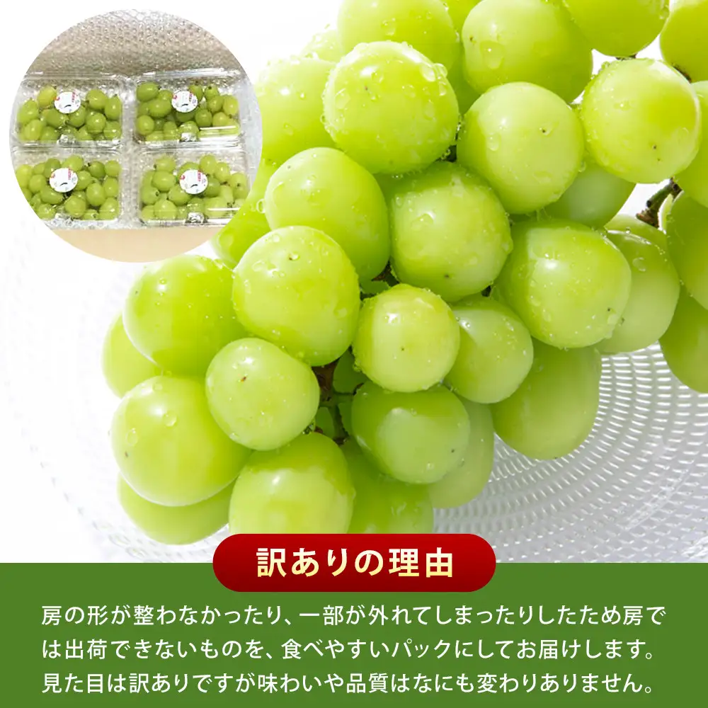 訳あり　琴浦町産シャインマスカット（粒パック）1kg（500g×2）