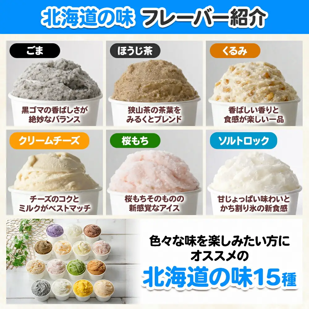 アイスクリーム ジェラート 食べ比べ 15個 アイス A セット 北海道 1336