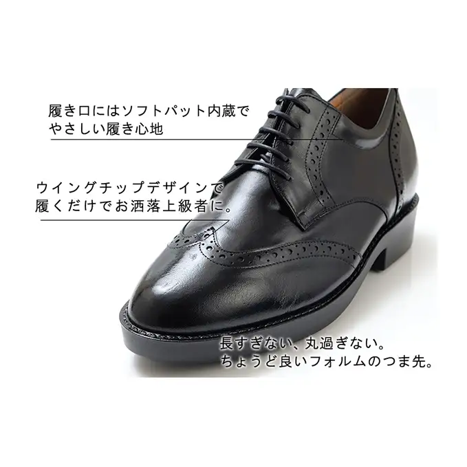 シークレットシューズ ウイング 黒 シークレットシューズ 24.5cm