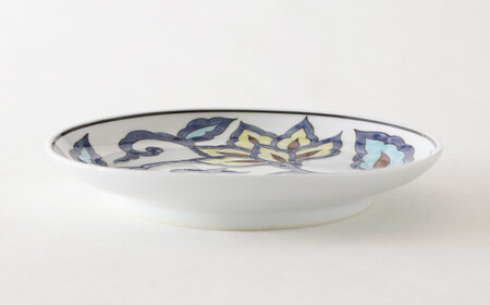 源右衛門窯 赤絵更紗唐花紋 皿 No.2 黄茶 器 食器 ケーキ皿 飾り皿 花紋 有田焼 ad024