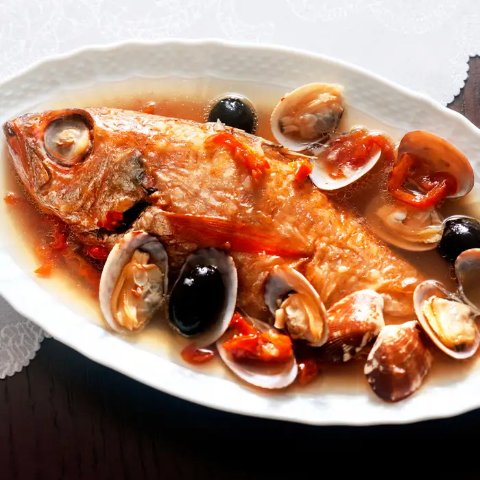 のどぐろのアクアパッツァ　和風仕立て（2尾）【のどぐろ 冷凍  惣菜 250g×2袋 魚介類 魚 ノドグロアクアパッツァ トマト とまと あさり アサリ 洋食 個包装 真空パック 父の日 母の日】