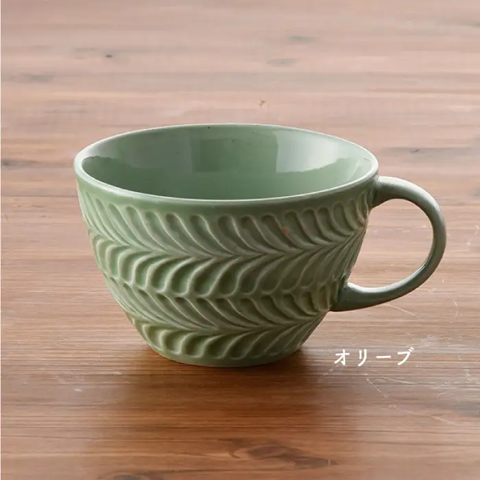 【波佐見焼】Rosemary ペア スープマグ セット（オリーブ・ライトグレー） スープカップ 食器 陶器 【トーエー】 [QC21] 波佐見焼 九州 