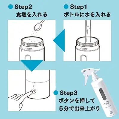Z30-01 水と塩で簡単除菌!!電解次亜水生成器(充電式)