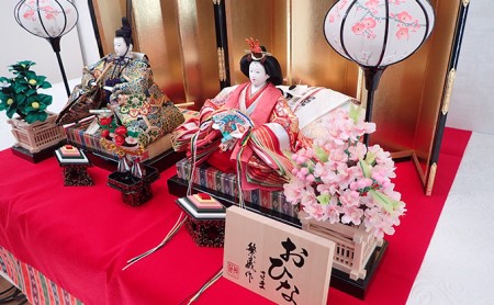 雛人形 京九番親王 亀甲地に桐花紋 毛氈飾り 雛人形