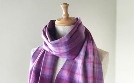 Made in Japan カシミヤ100％チェックストール（パープルピンク） RF254-NT【ファッション小物・チェックストール・ストール】