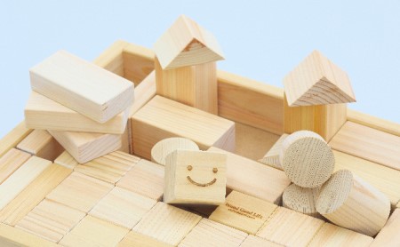 木こりの積木ランド M 玩具 おもちゃ 工芸品 桧 檜 ヒノキ  ネームあり