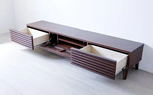 【開梱・設置】アゼル 200cm テレビボード（ブラウン）　AX075