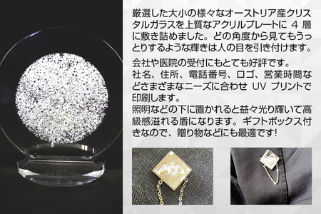 クリスタルプレート 盾 クリスタル盾 直径約12cm オーストリア産クリスタルガラス アクリルプレート 記念品 表彰 楯 盾 表彰楯 表彰盾 名入れ ゴルフ 贈り物 ギフト プレゼント 送料無料