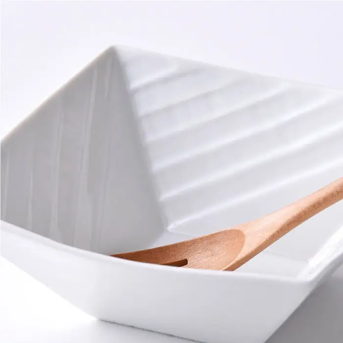 【波佐見焼】白磁手彫 角小鉢 2点セット1 食器 皿 【一真陶苑】 [BB37]  波佐見焼