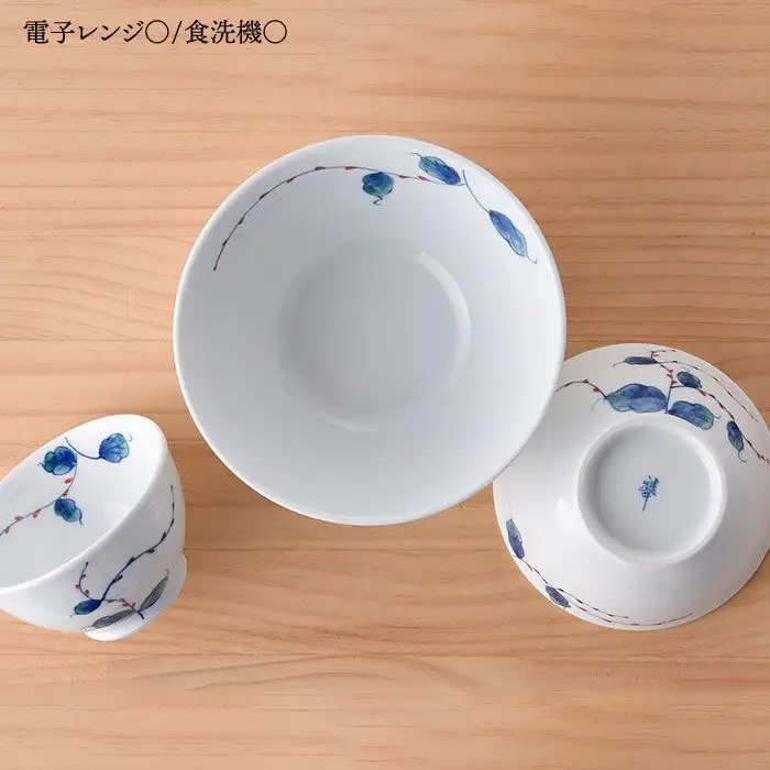 【波佐見焼】使いやすい水引草のぷっくり いれこ碗 茶碗 どんぶり 3点セット 食器 皿 【松幸陶芸】 [HB16] 波佐見焼
