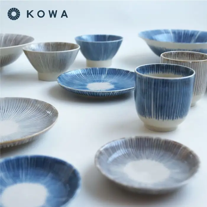 【波佐見焼】十草彫り（とくさぼり）フル12点セット （青・茶） 大鉢 ・ 小鉢 ・ 茶碗 ・ 湯呑 ・ 取皿 ・ 小皿 食器 皿 【光和陶器】 [SC11]  波佐見焼