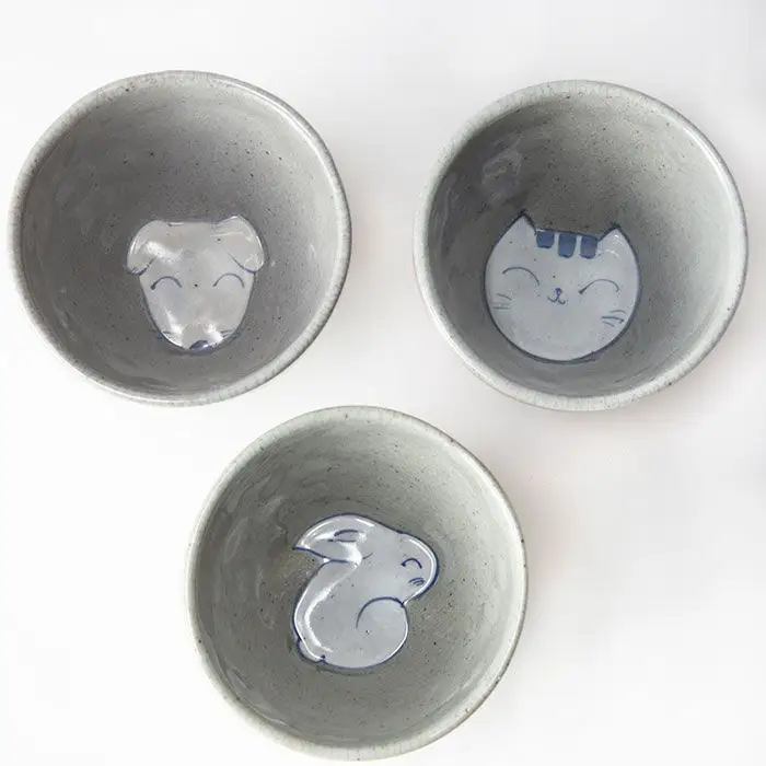 【波佐見焼】動物マルチ カップ ３色セット 食器 皿 【國右エ門窯】 [VB06]  波佐見焼