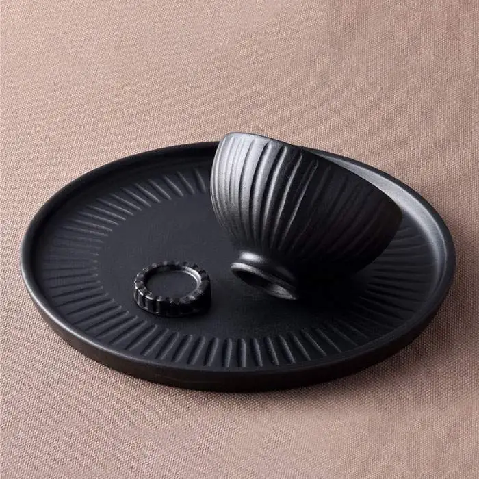 【波佐見焼】「KUROSHINOGI」玄鎬 和モダンセット 茶碗 プレート 箸置き 食器 皿 【利左エ門窯】 [QB25]  波佐見焼
