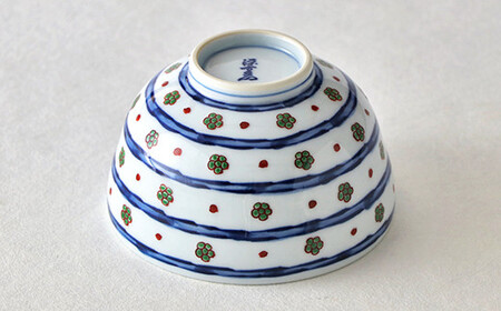 源右衛門窯 染錦緑梅小紋割 器 食器 お茶碗 飯碗 ごはん 茶碗 梅 小鉢 有田焼 ad002