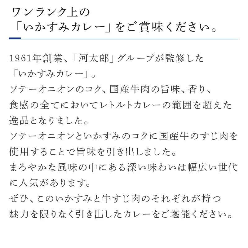 河太郎いかすみカレー レトルト カレー 惣菜 お手軽 加工食品 温めるだけ 簡単