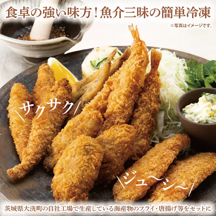 【数量限定】 海産物 フライ 唐揚げ セット 大洗 冷凍 魚介類 大洗 エビ カキ シシャモ メヒカリ_AV003