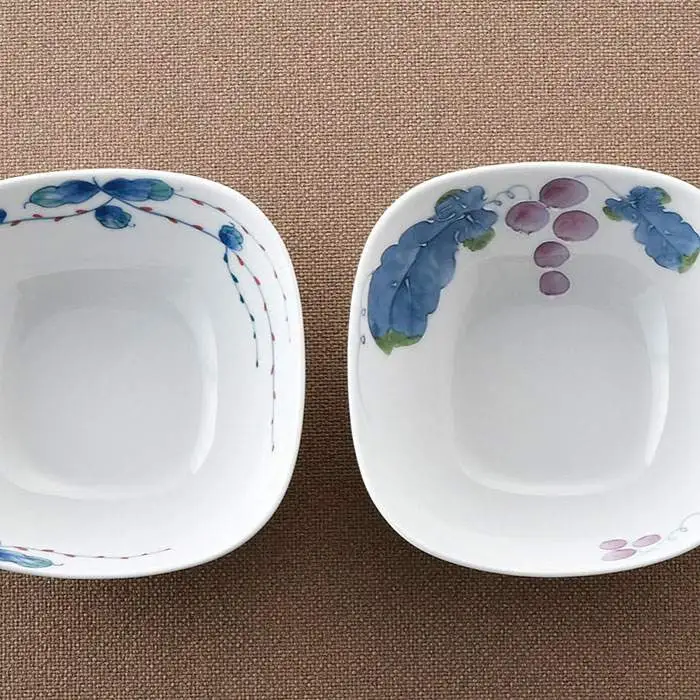 【波佐見焼】水引草・マスカット 正角 ボウル セット 食器 皿 【松幸陶芸】 [HB33] 波佐見焼