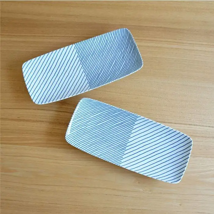 【白山陶器】【重ね縞】長焼皿 2枚セット 角皿 長皿  食器 皿 【波佐見焼】[TA94] 波佐見焼