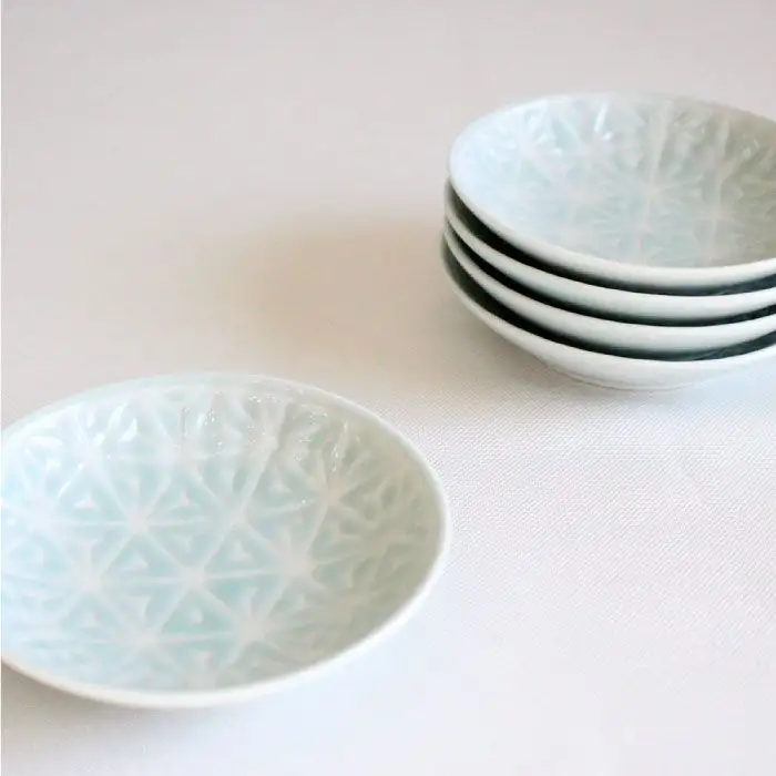 【波佐見焼】麻の葉シリーズ 9cm プレート S（ブルー）5枚セット 小皿  食器 皿 【陶芸ゆたか】 [VA84]  波佐見焼