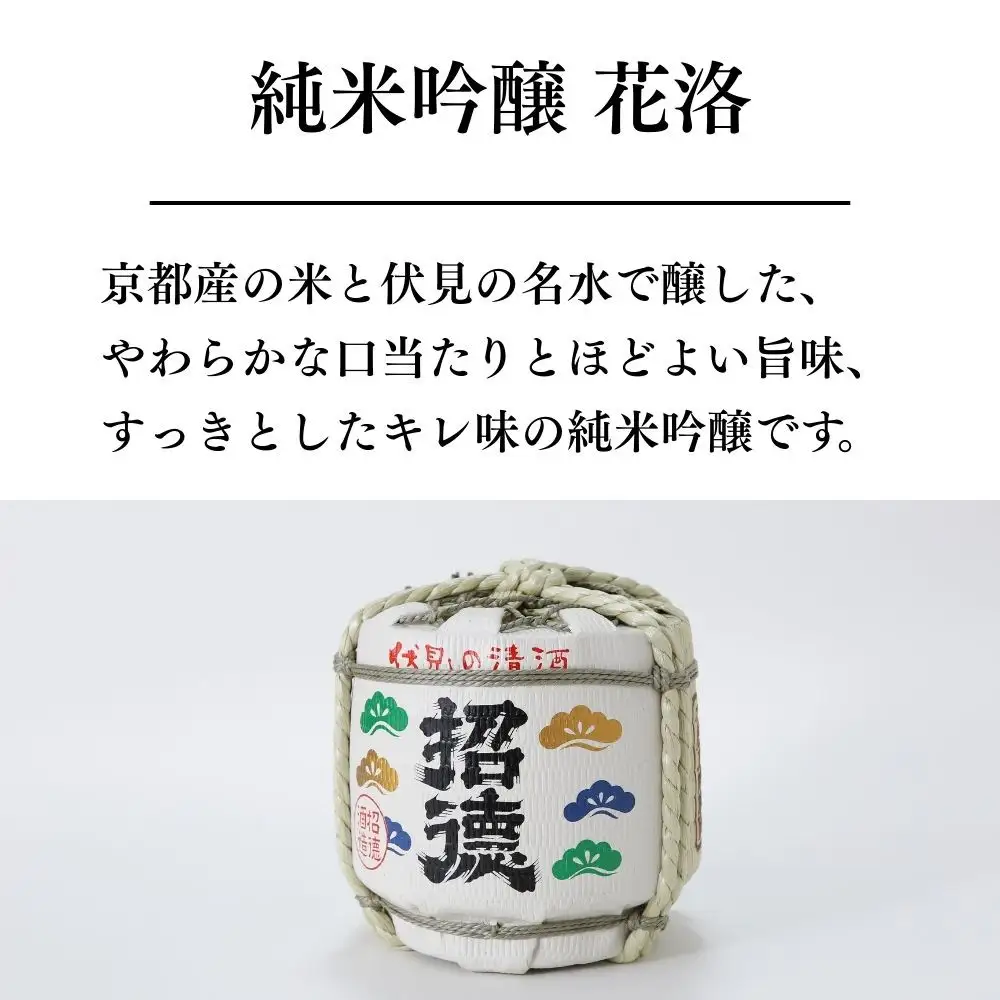 【招徳酒造】日本酒 菰樽 純米吟醸 祝（木升3個付き）｜京都 伏見の日本酒 人気セット