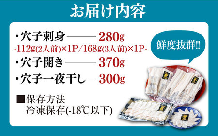 対馬産 活〆 穴子 ３点 セット D 新鮮 あなご 刺身 天ぷら 海鮮 5人前  [WAS004]