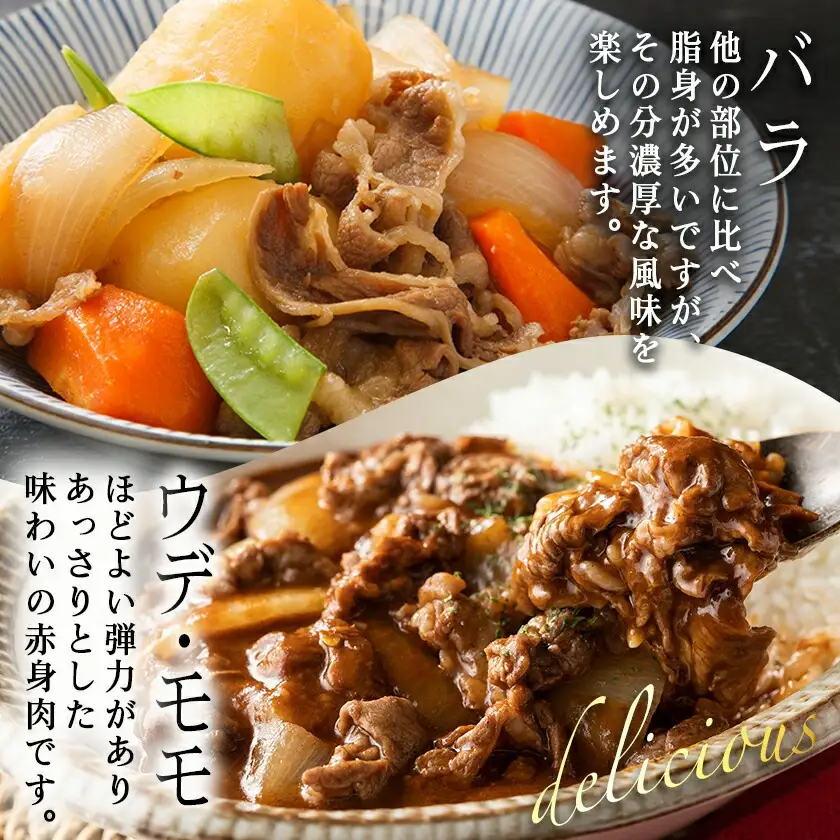 宮崎牛切り落とし食べ比べ1kg_〔MJ-25-015〕_(都城市) 牛肉 ブランド和牛 牛バラ切落し肉 ウデ モモ切落とし肉 500g 薄切り肉 牛バラスライス 牛小間切れ 国産黒毛和牛 お取り寄せ グルメ