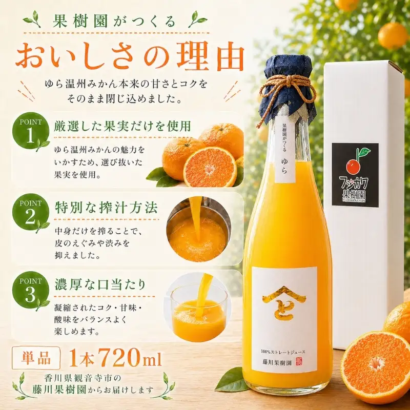みかんジュース ゆら 無添加ストレート 果樹園直送 みかんジュース