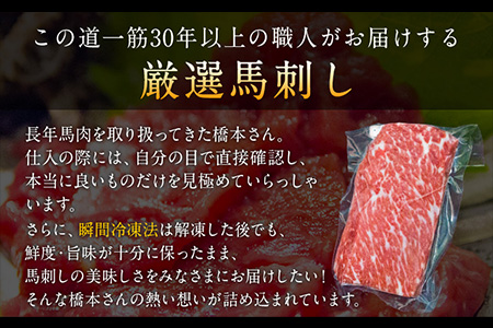 馬刺・赤身&霜降りセット 計400g 《60日以内に出荷予定(土日祝除く)》 赤身馬刺し 霜降り馬刺し 肉乃橋本 冷凍 ブロック