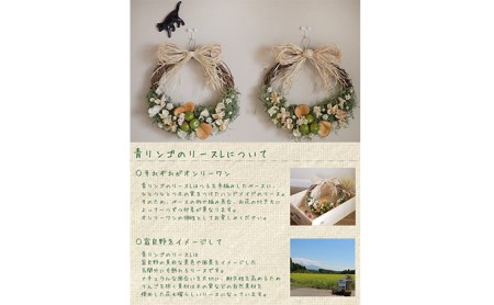 富良野 花七曜 青リンゴのリースL＊シンプル インテリア 雑貨 日用品 