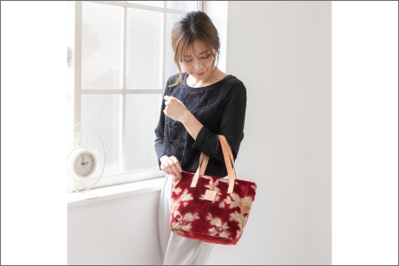 伝統の技が息づく逸品！ 金華山織り トートバッグ レッド【0670】
